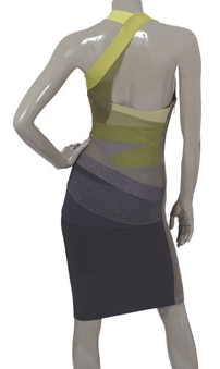 HERVE LEGER - Green and Grey Dress - Designer Dress hire
