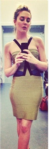 HERVE LEGER - Two Tone Bandage Dress - Designer Dress hire