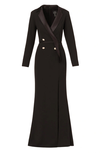 Tuxedo Gown With Jewel Buttons