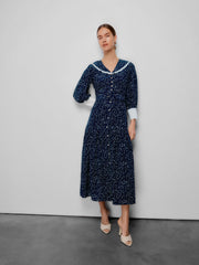 BEULAH - Romily Navy Polka Dress - Designer Dress Hire