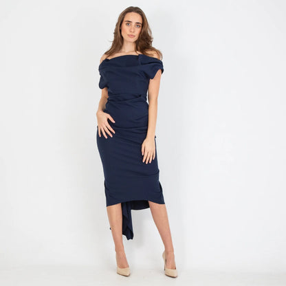 Sian Drape Dress Navy