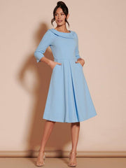 JOLIE MOI - Fold Neck Midi Dress - Designer Dress Hire