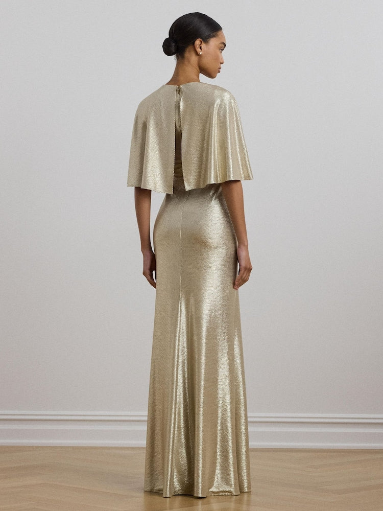 Phinya Foil Print Cape Dress