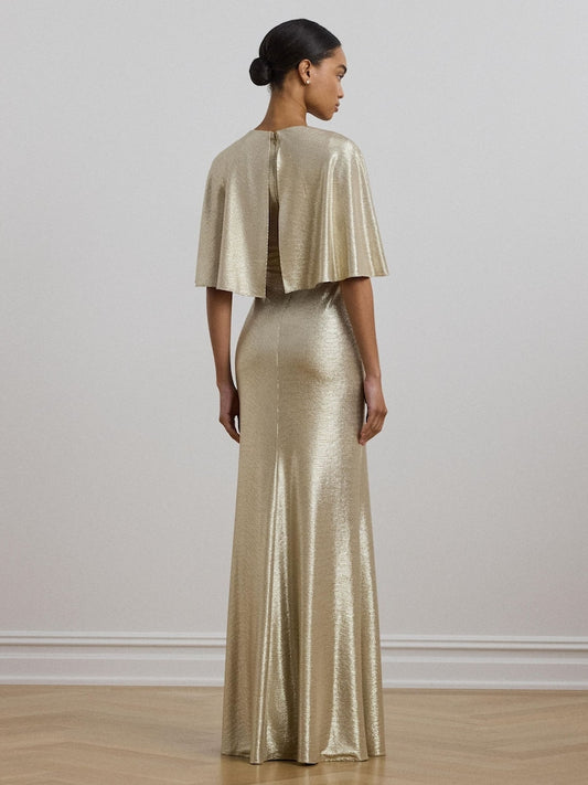 Phinya Foil Print Cape Dress