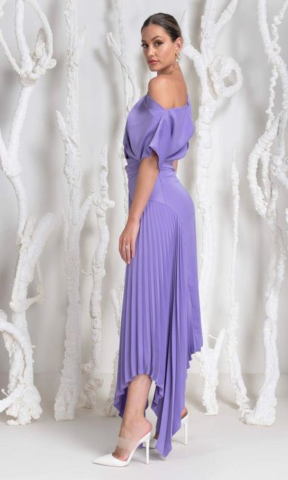 Mila Pleat Dress Purple