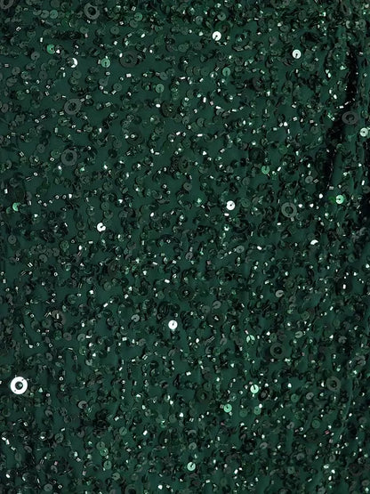 Green Sequin Wrap Midi Dress