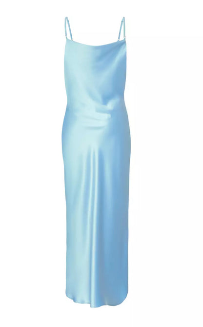 Light Blue Satin Midaxi Dress