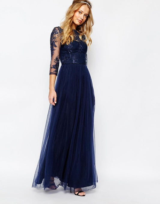Petite Saskia Navy Lace Dress