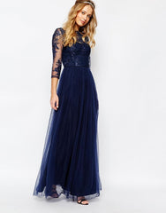 CHI CHI LONDON - Petite Saskia Navy Lace Dress - Designer Dress Hire