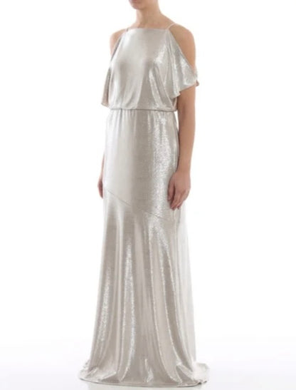 Metallic Cold-Shoulder Gown