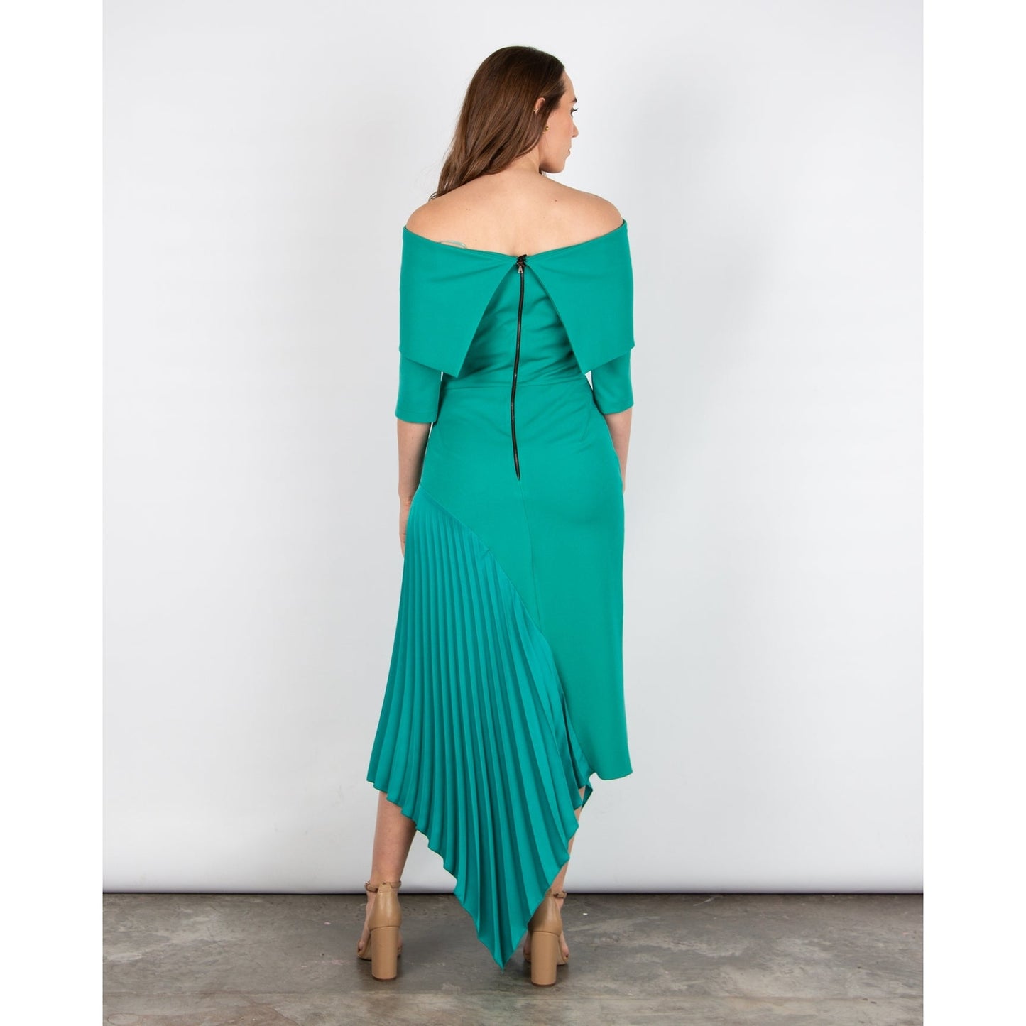 Kiera Bardot Dress Peacock