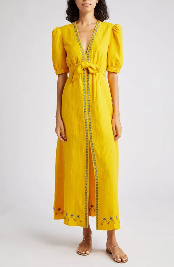 Embroidered Cotton Gauze Dress