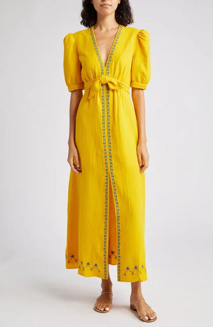 Embroidered Cotton Gauze Dress