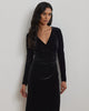 RALPH LAUREN - Navy Velvet Surplice Dress - Designer Dress hire