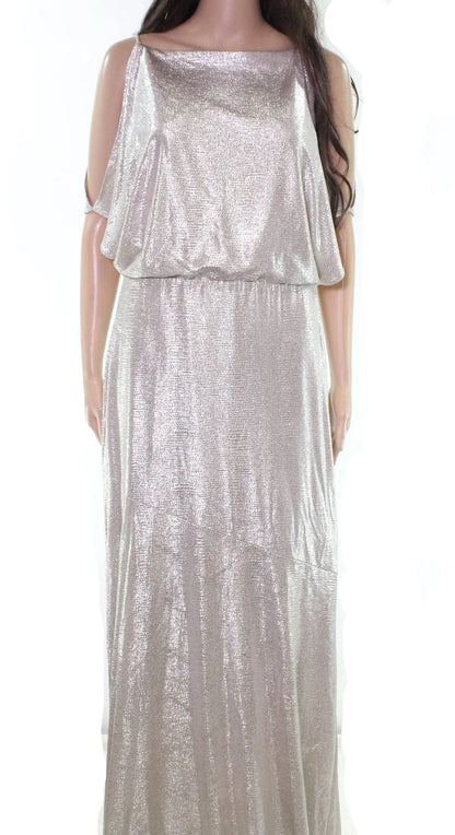 Metallic Cold-Shoulder Gown