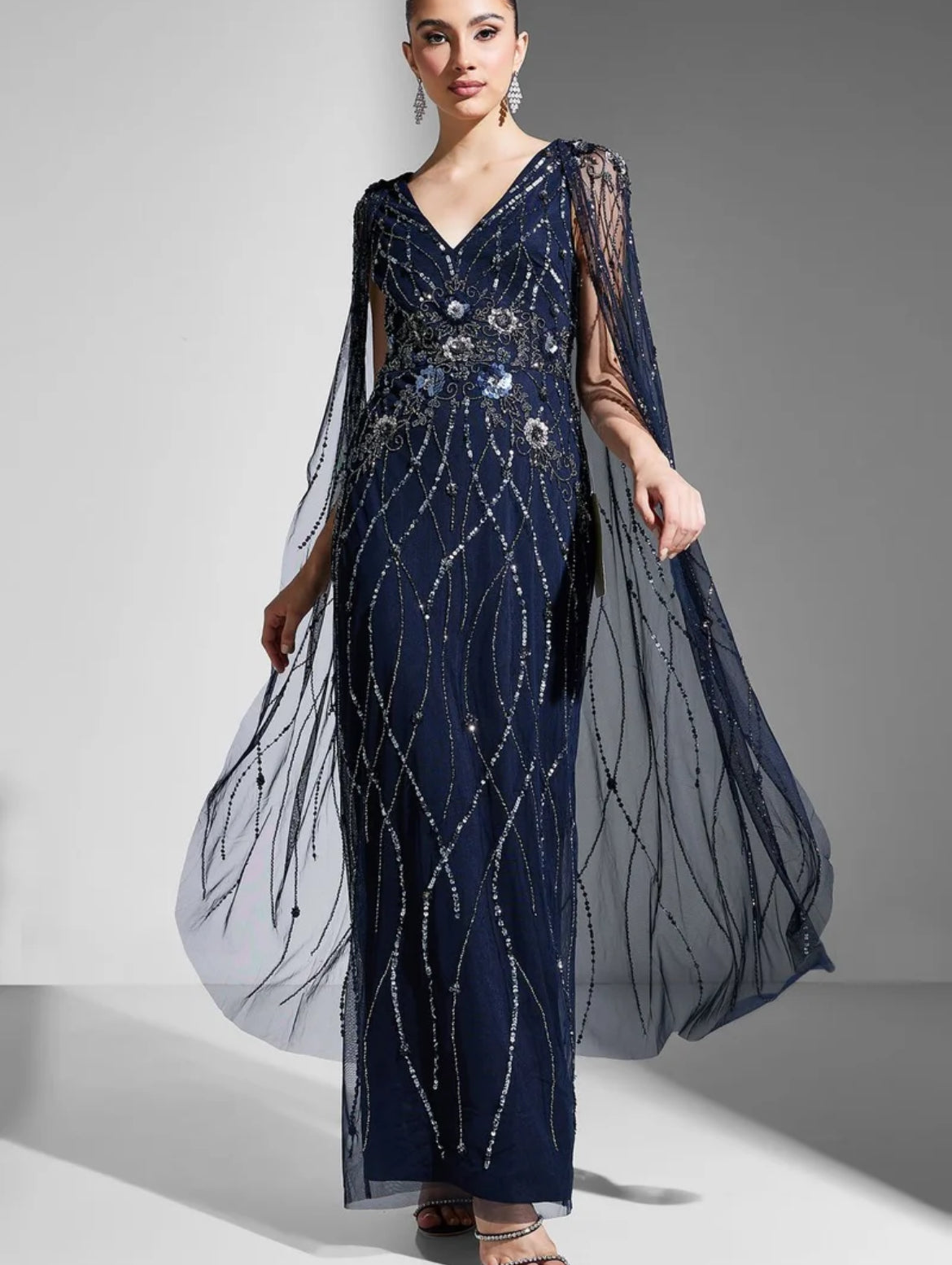 Beaded Cape Gown