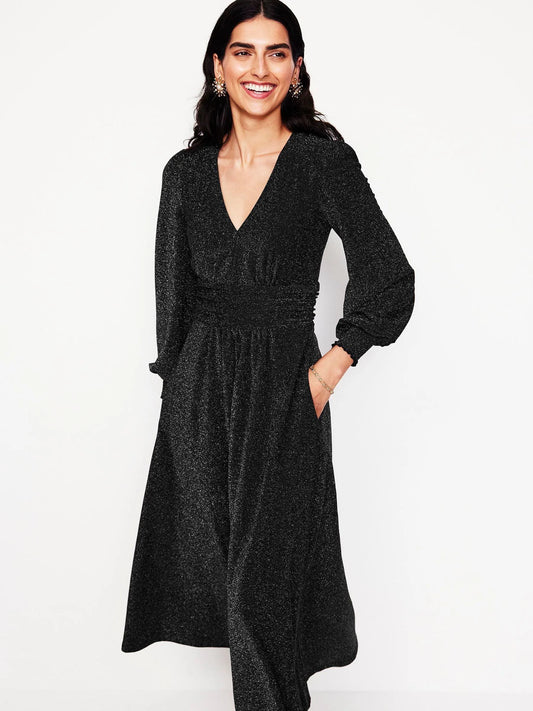 Black Daphne Metallic Dress