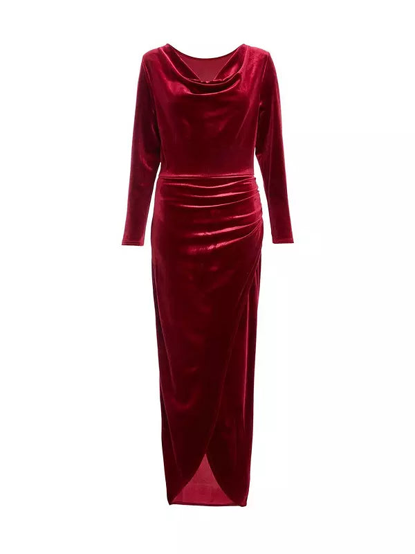 Velvet Cowl Neck Dress