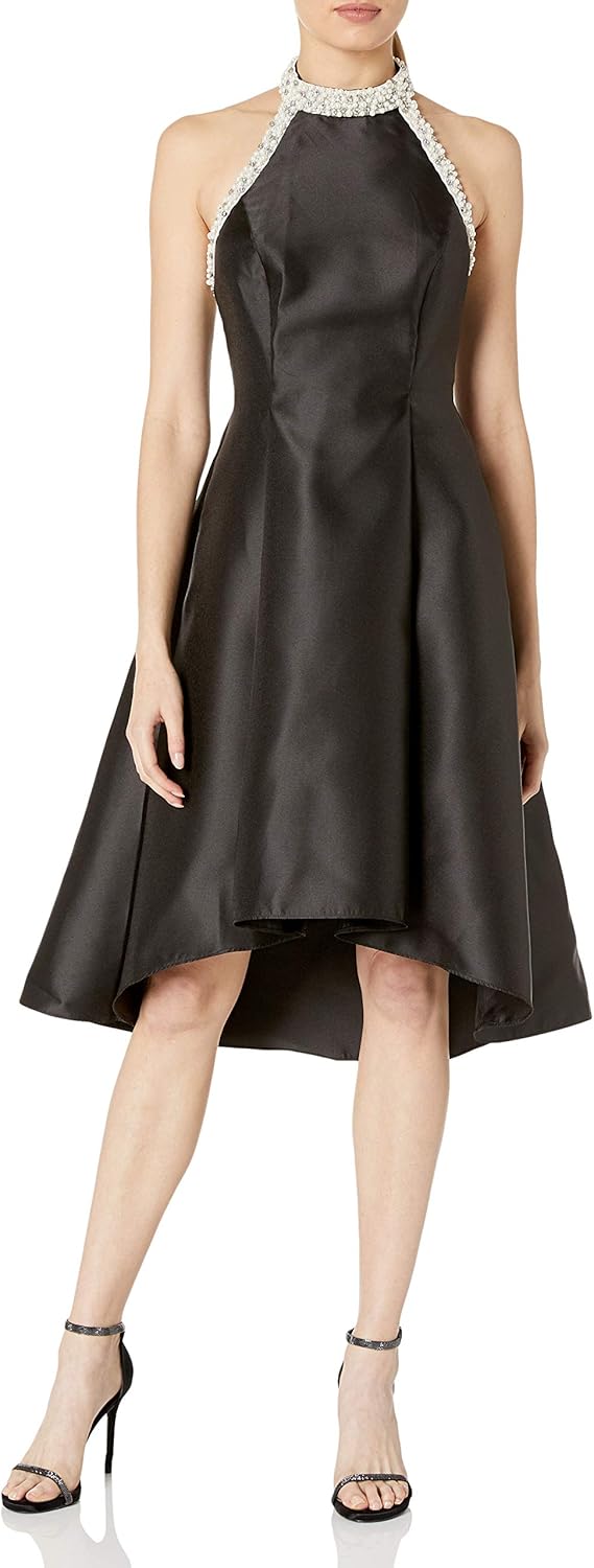 Beaded Hi-Low Halter Dress