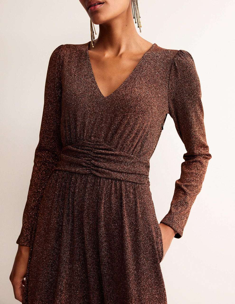 Ruched Waist Sparkle Dress