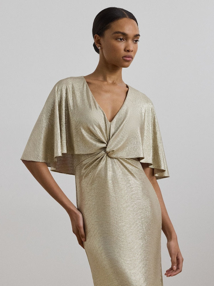Phinya Foil Print Cape Dress