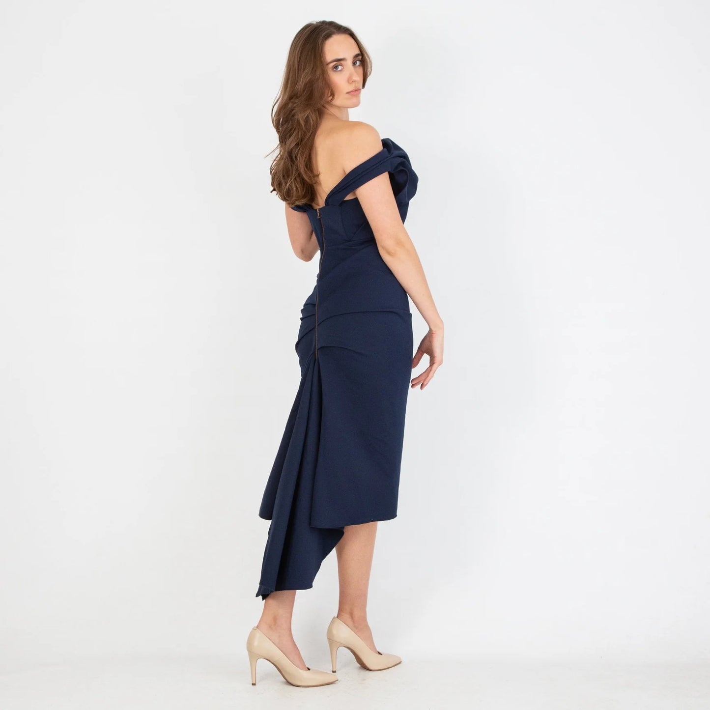 Sian Drape Dress Navy