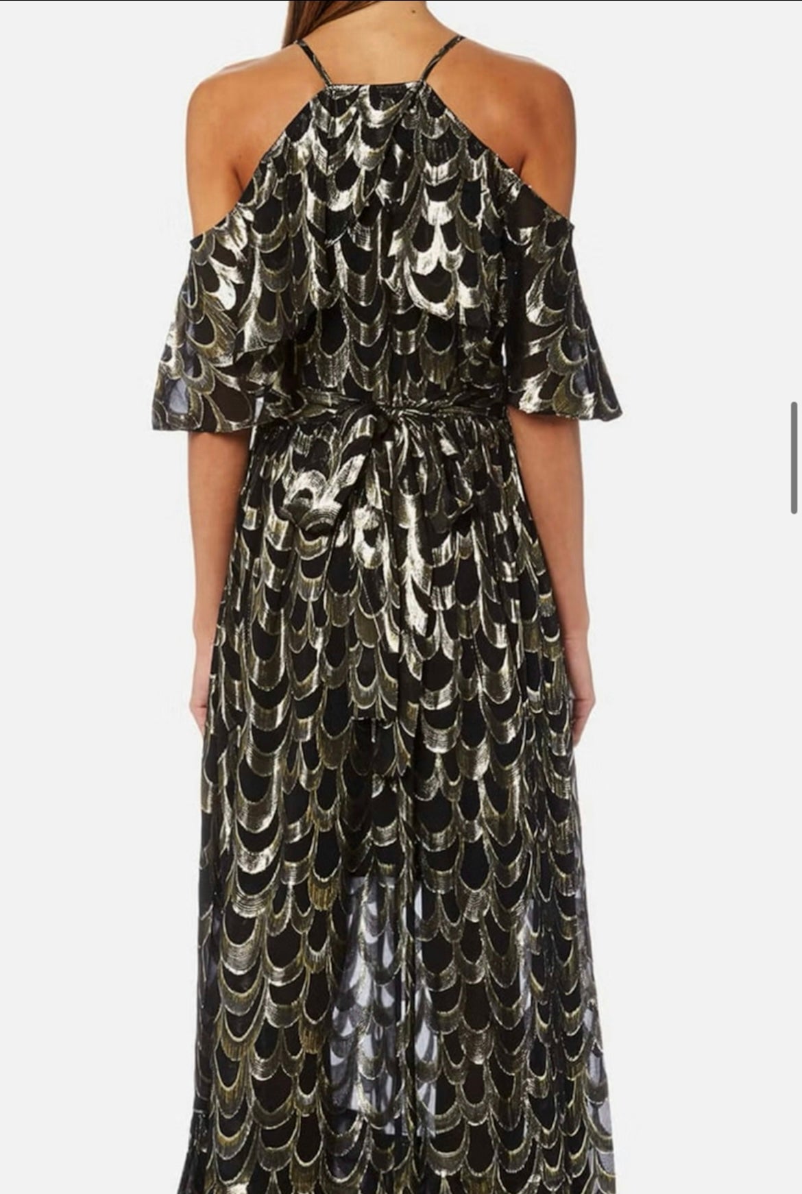 Ruffled Metallic Gown