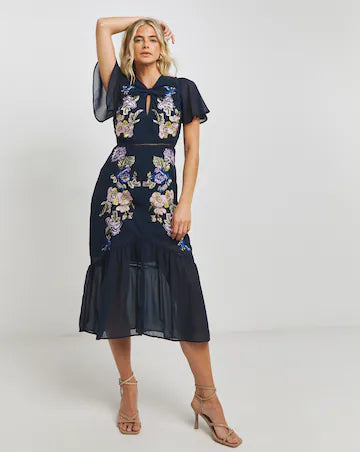 Embroidered Jesebell Midi Dress