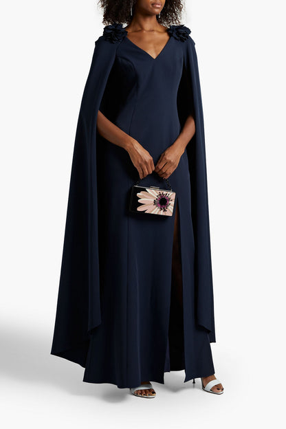 Sleeveless Navy Cape Gown