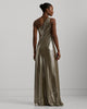 RALPH LAUREN - Metallic Chiffon One-Shoulder Gown - Designer Dress hire