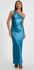 QUIZ - Teal Satin One Shoulder Dress - Designer Dress Hire