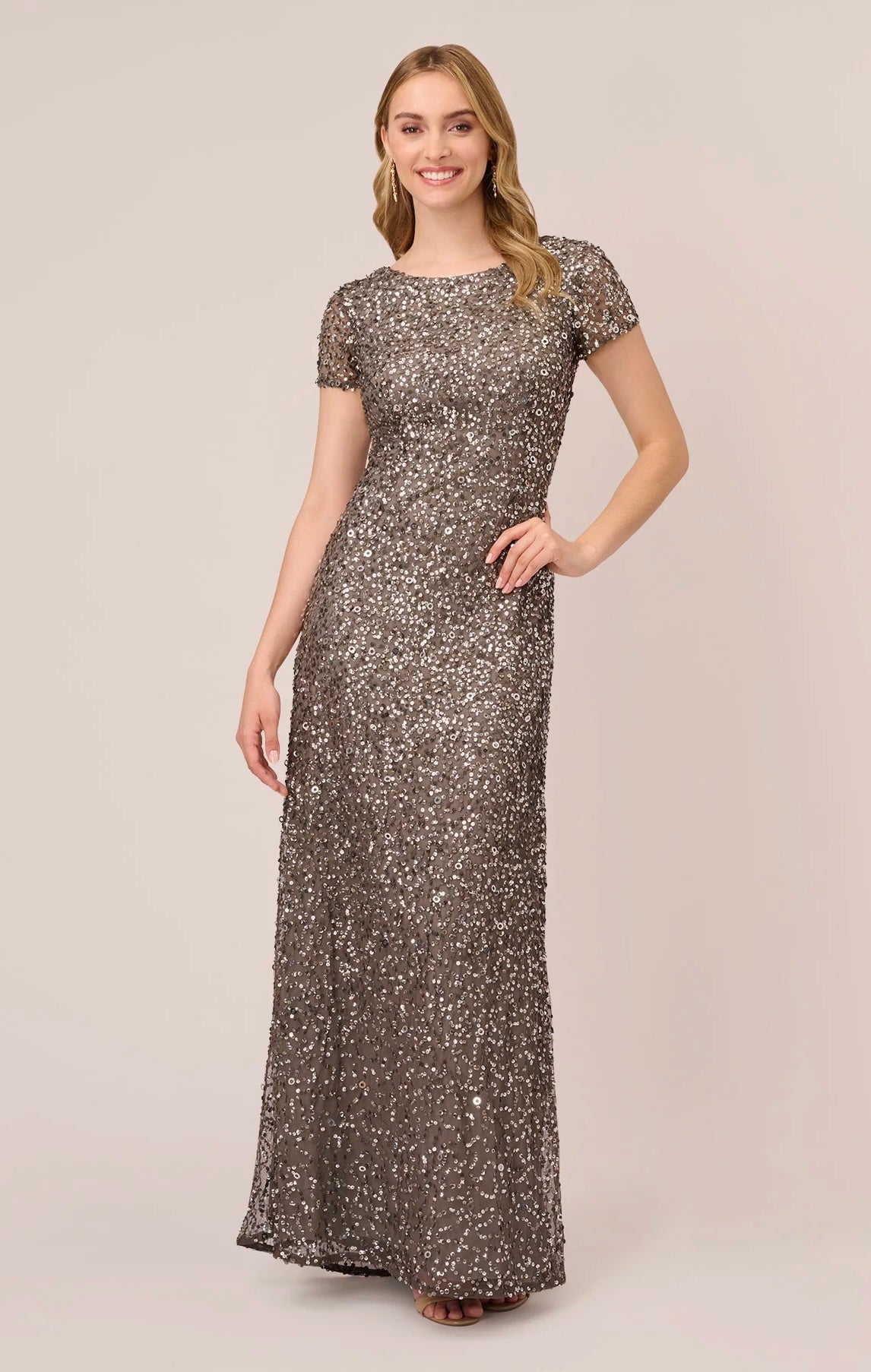 Scoop Back Sequin Gown
