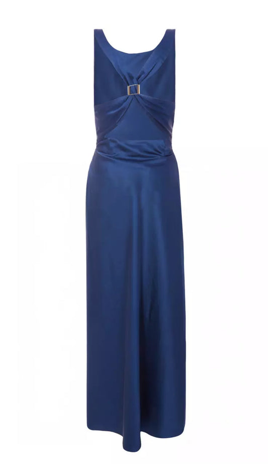 Navy Ruched Midaxi Dress
