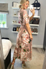 JOLIE MOI - Tina Floral Midi Dress Apricot - Designer Dress hire