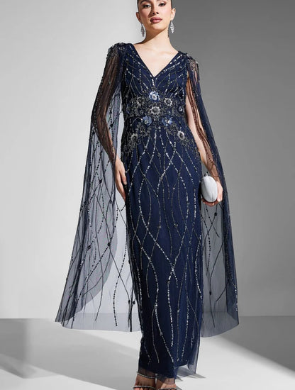 Beaded Cape Gown