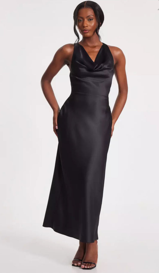 Black Satin Midaxi Dress