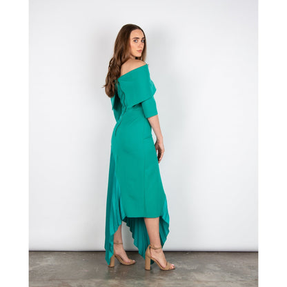Kiera Bardot Dress Peacock