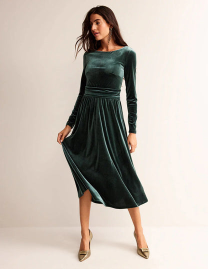 Abigail Green Velvet Dress