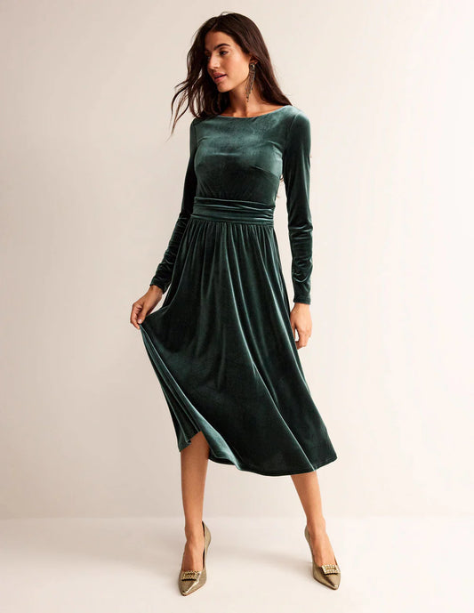 Abigail Green Velvet Dress