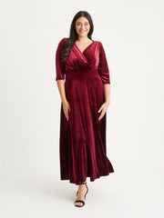 Scarlett & Jo - Burgundy Verity Velvet Maxi Gown - Designer Dress Hire