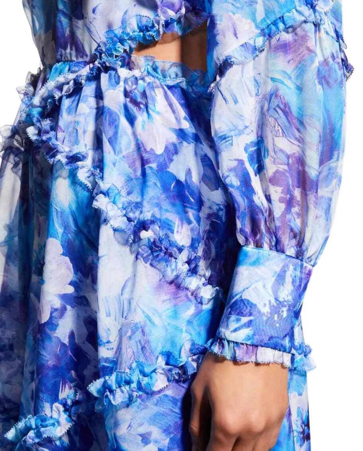 Cutout Floral Georgette Midi Dress