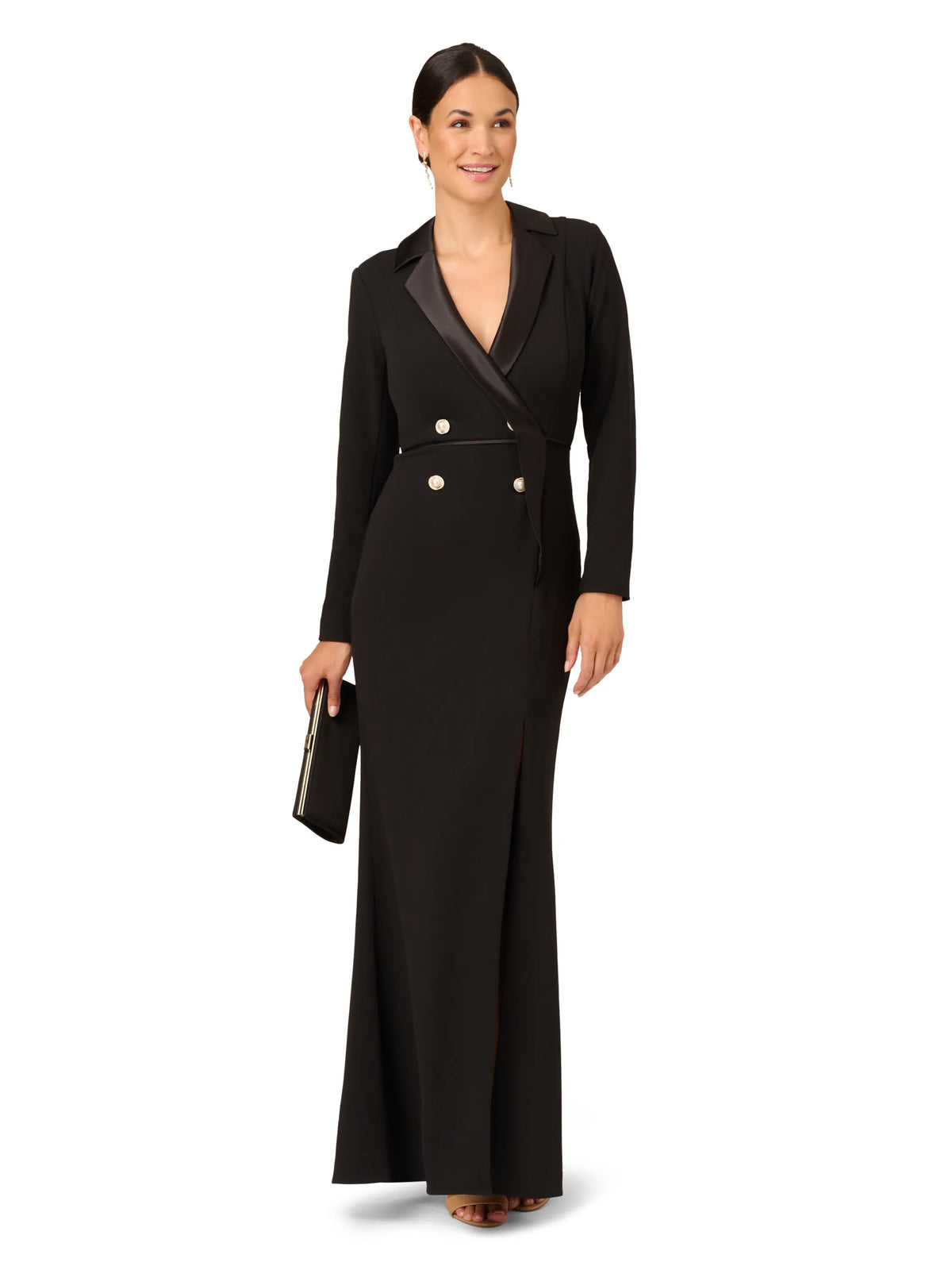 Tuxedo Gown With Jewel Buttons