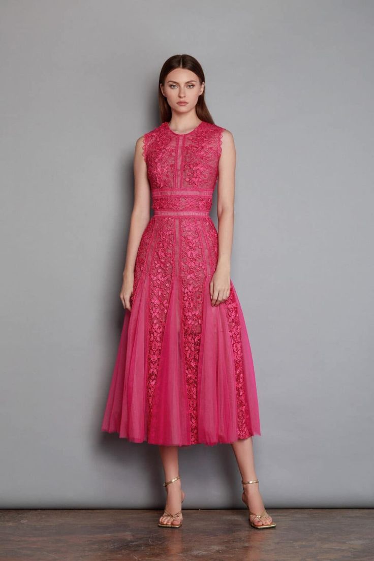 Megan Pink Lace Dress