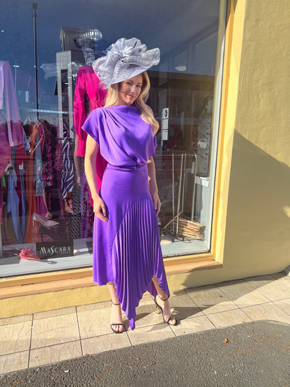 Mila Pleat Dress Purple