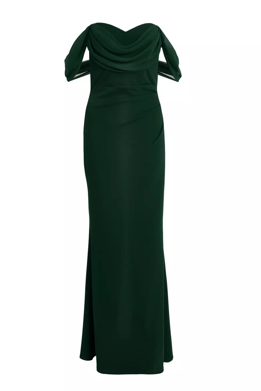 Petite Green Chiffon Bardot Dress