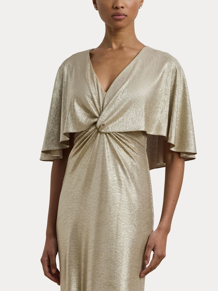 Phinya Foil Print Cape Dress
