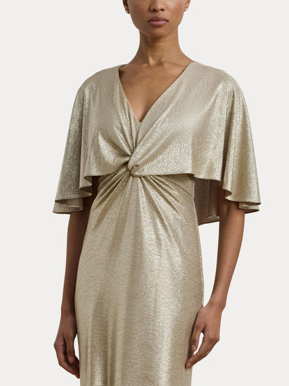 Phinya Foil Print Cape Dress