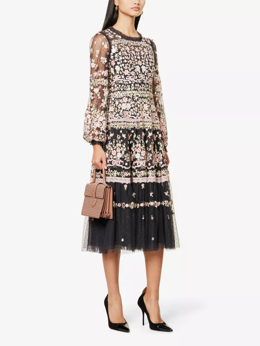 Ribbon Bouquet Midi Dress