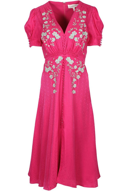 Lea Floral Silk Midi Dress