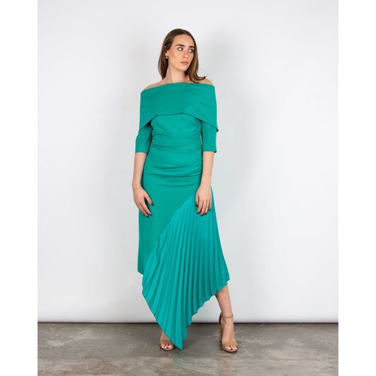 Kiera Bardot Dress Peacock
